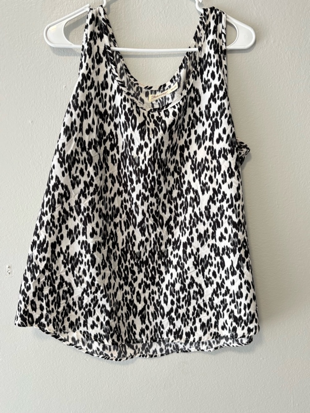 Faded Glory Black & White Leopard Print Tank Top